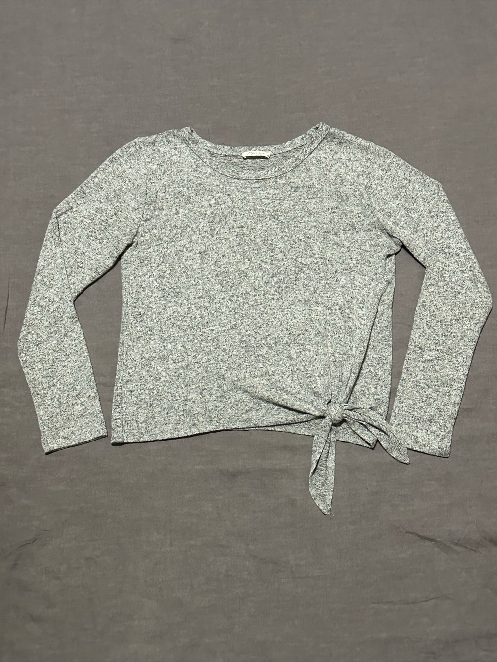 Olivia Rae Heather Gray Side-Tie Long Sleeve Top
